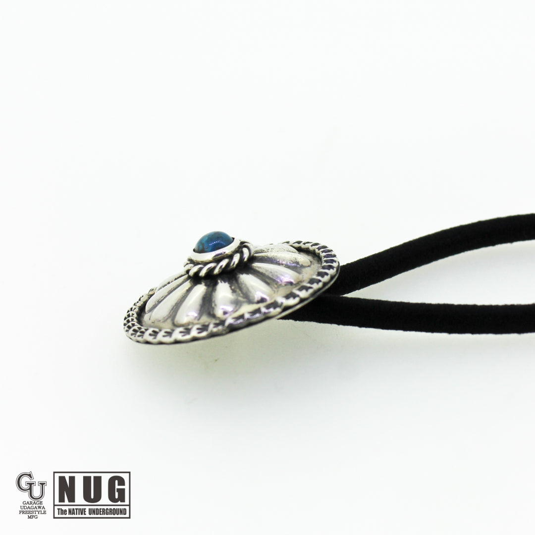 キャンデラリア ターコイズ シルバー ハンドメイド スタンピング コンチョヘアゴム