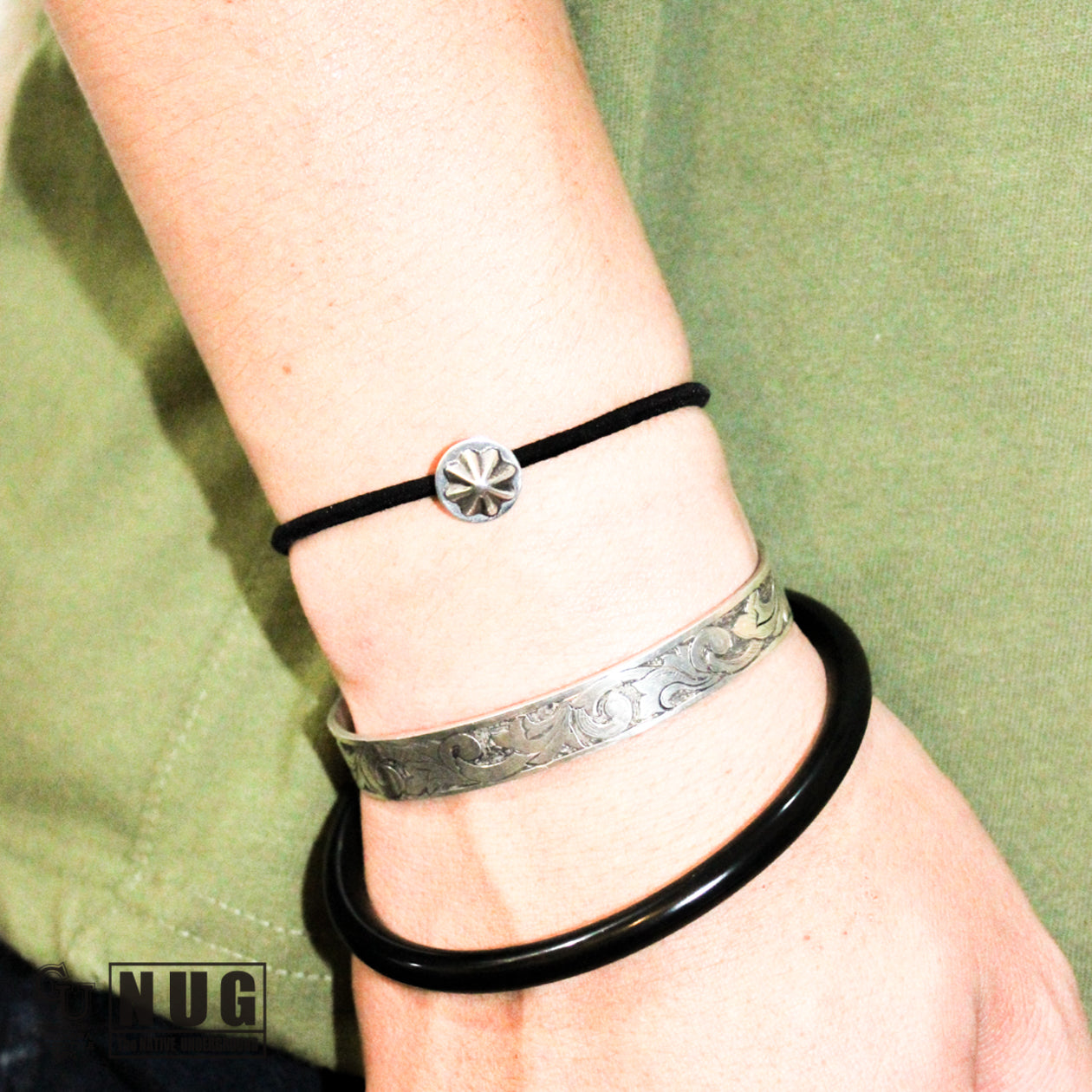 シルバー ハンドメイド コンチョヘアゴム #19