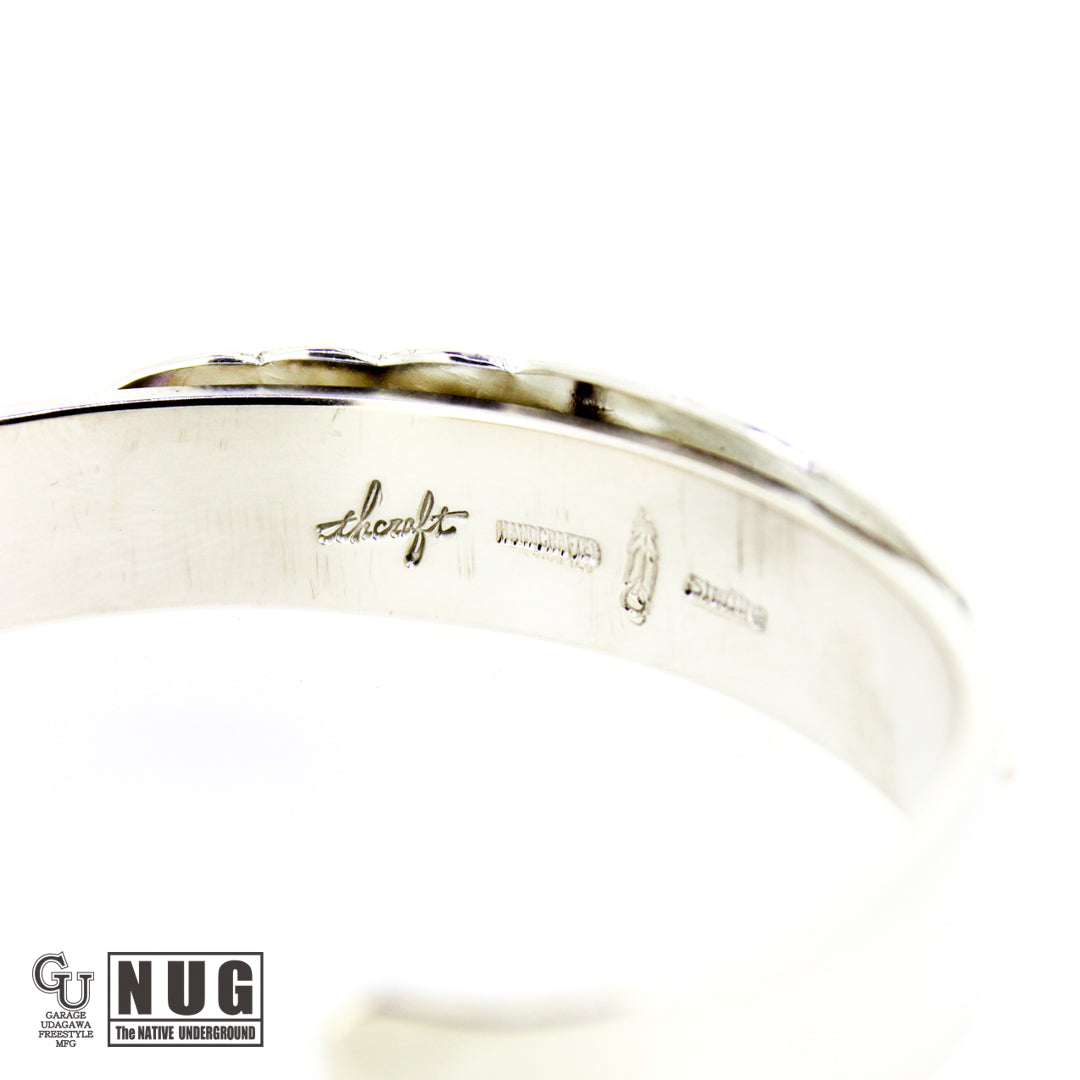 シルバー カービングフェザーバングル