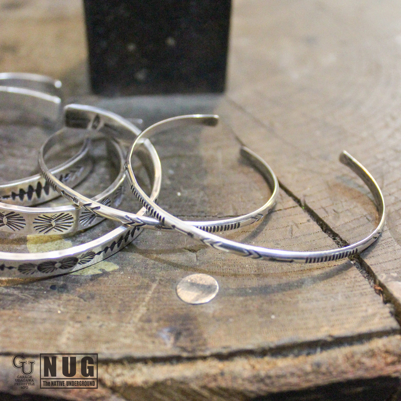 シルバー ハンドメイドスタンプバングル #2