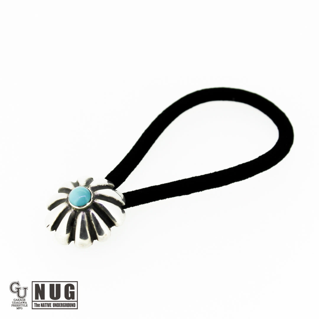 シルバー ハンドメイド コンチョヘアゴム #14 キングマンターコイズ