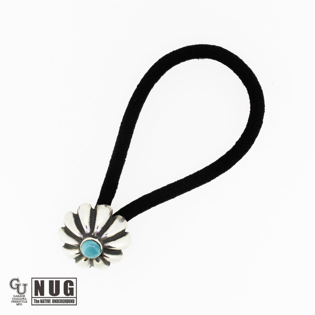 シルバー ハンドメイド コンチョヘアゴム #14 キングマンターコイズ