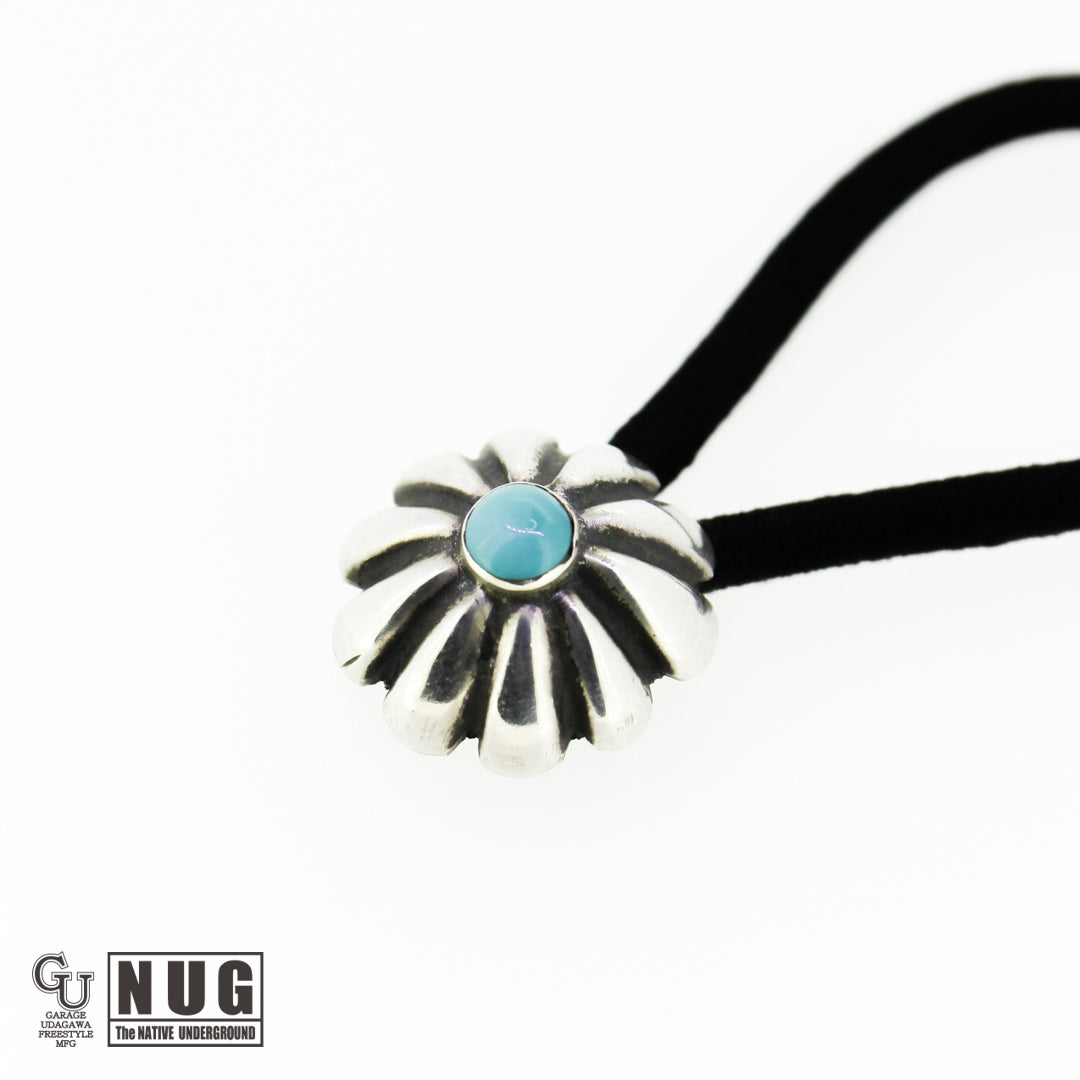 シルバー ハンドメイド コンチョヘアゴム #14 キングマンターコイズ