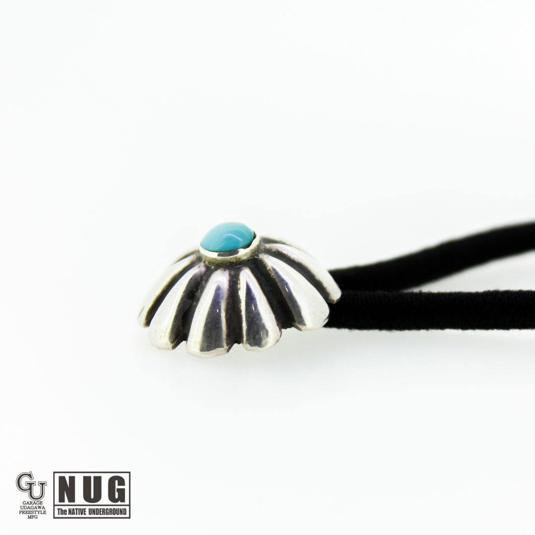 シルバー ハンドメイド コンチョヘアゴム #14 キングマンターコイズ