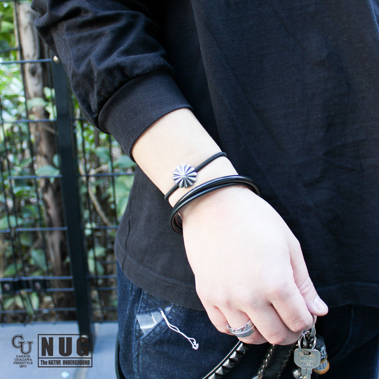 シルバー ハンドメイド コンチョヘアゴム #16