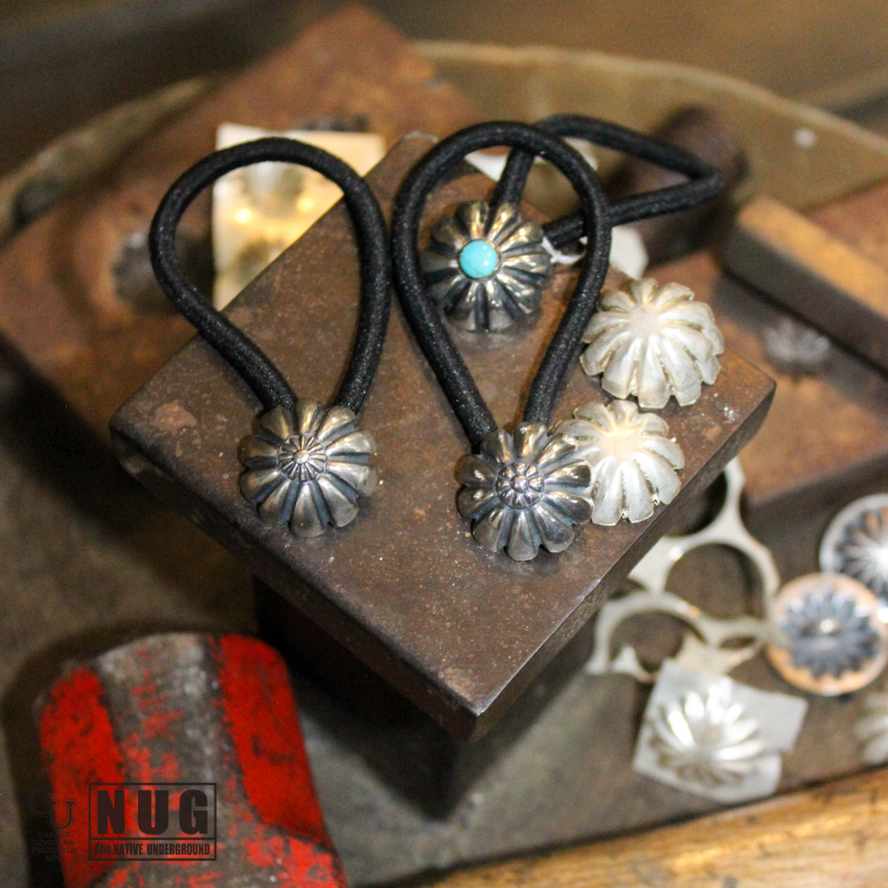 シルバー ハンドメイド コンチョヘアゴム ハイドーム #21