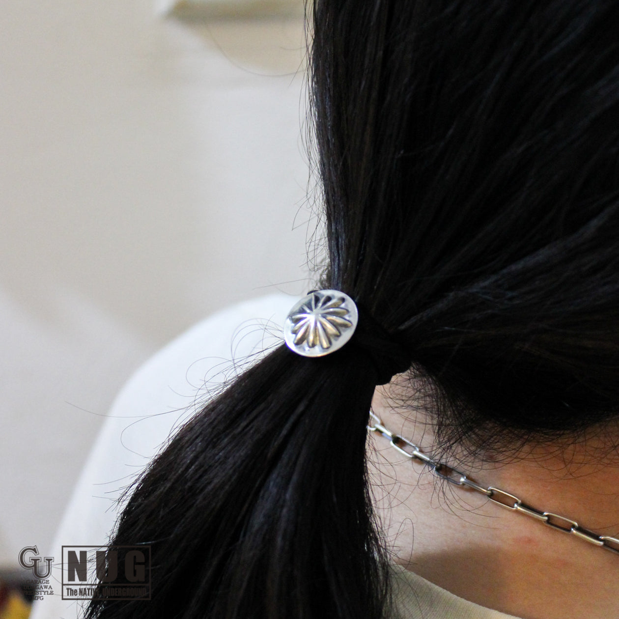 シルバー ハンドメイド コンチョヘアゴム #22