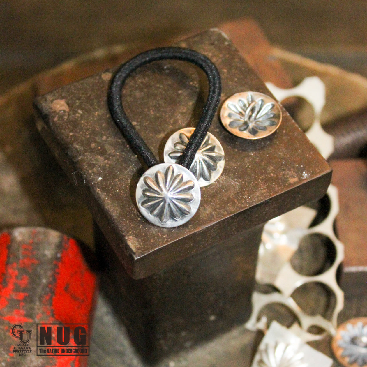 シルバー ハンドメイド コンチョヘアゴム #22