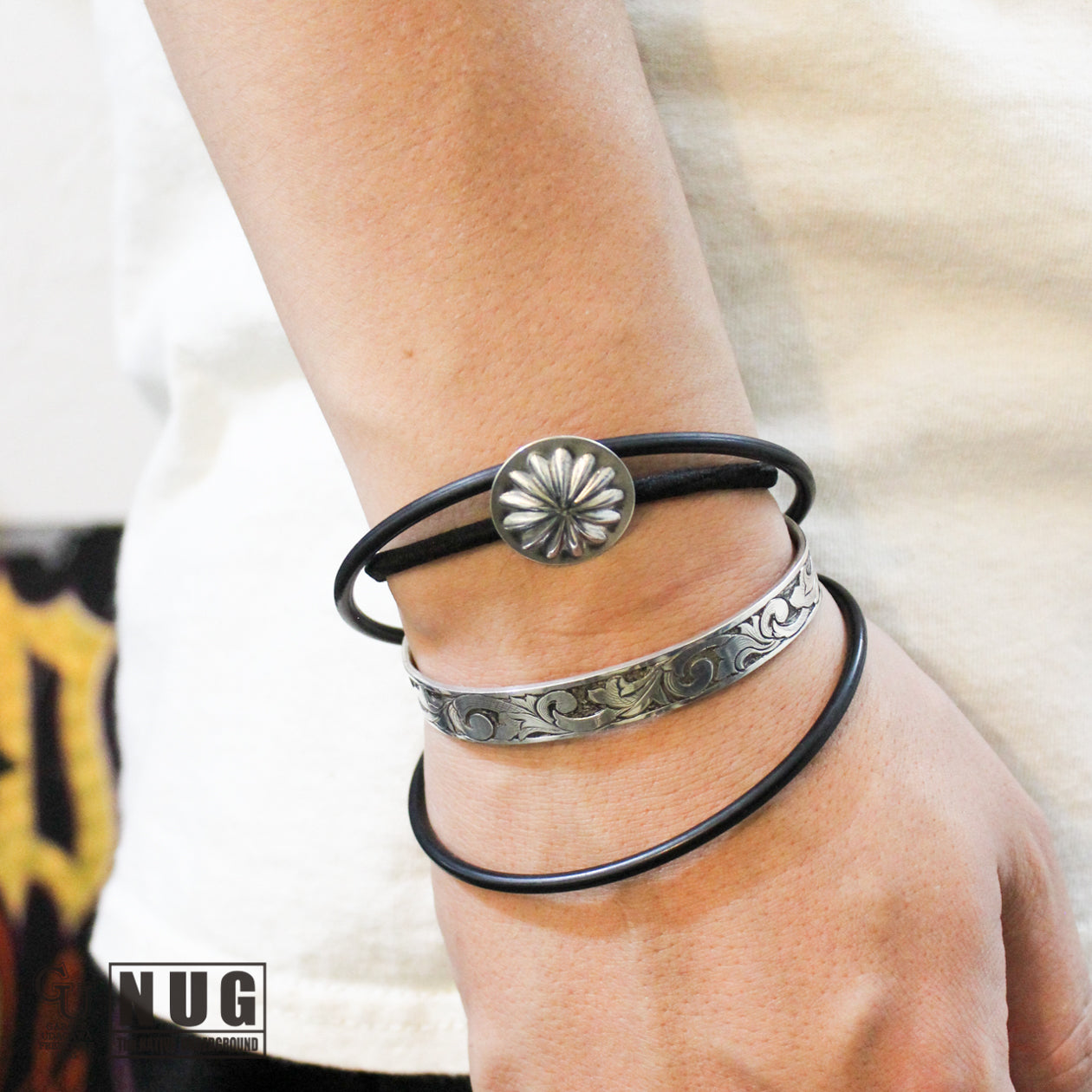 シルバー ハンドメイド コンチョヘアゴム #23