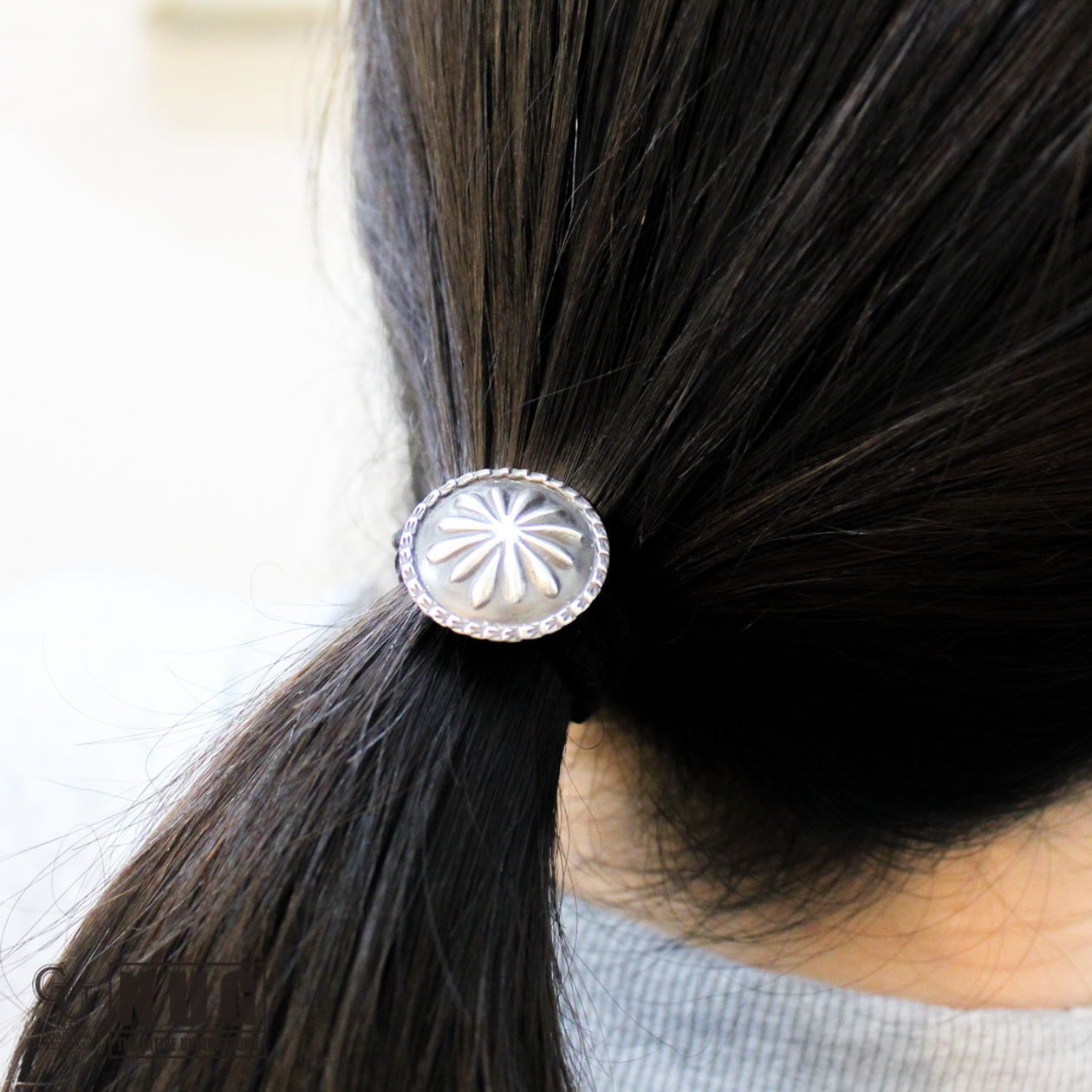 シルバー ハンドメイド コンチョヘアゴム #25