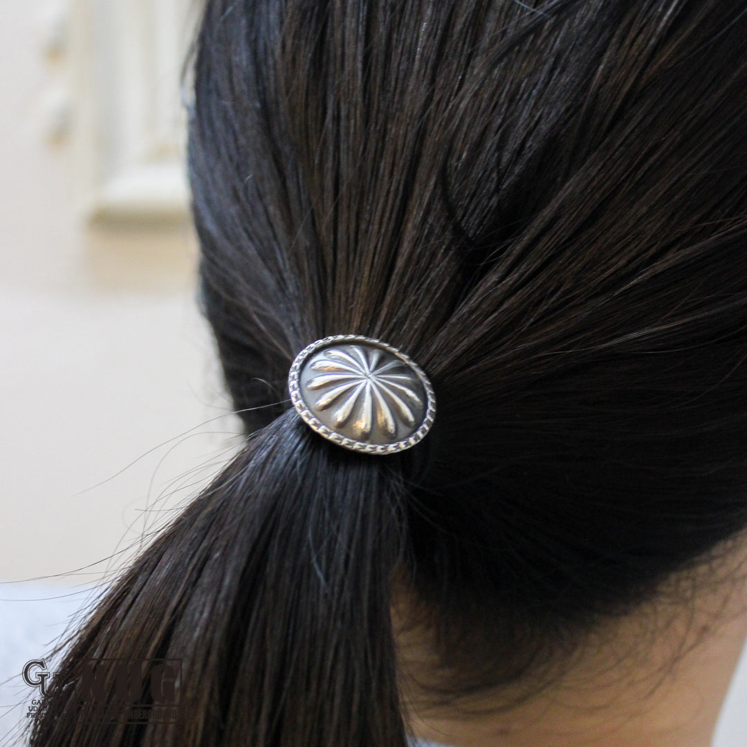 シルバー ハンドメイド コンチョヘアゴム #26