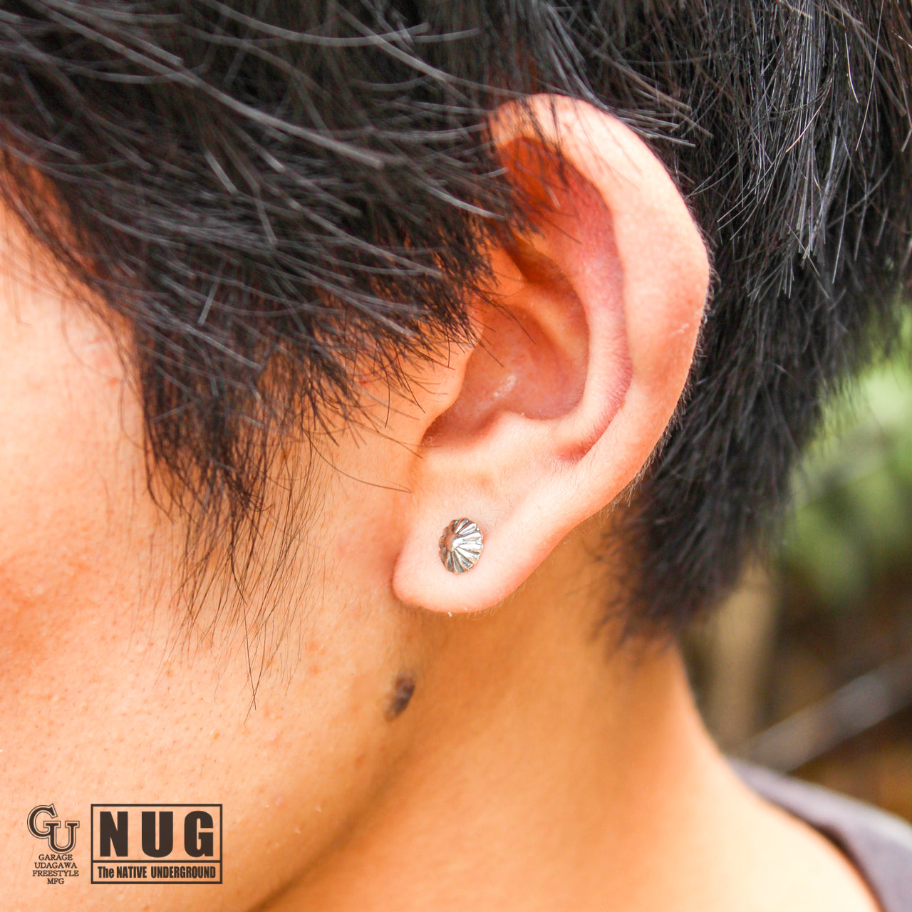 シルバー ミニコンチョピアス フラワー #3 (両耳用)