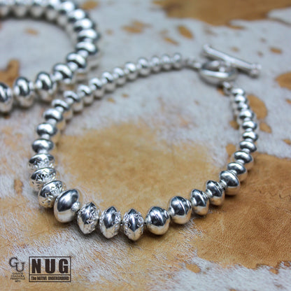 ハンドメイド シルバービーズ グラデーションブレスレット 5.5mm～10mm