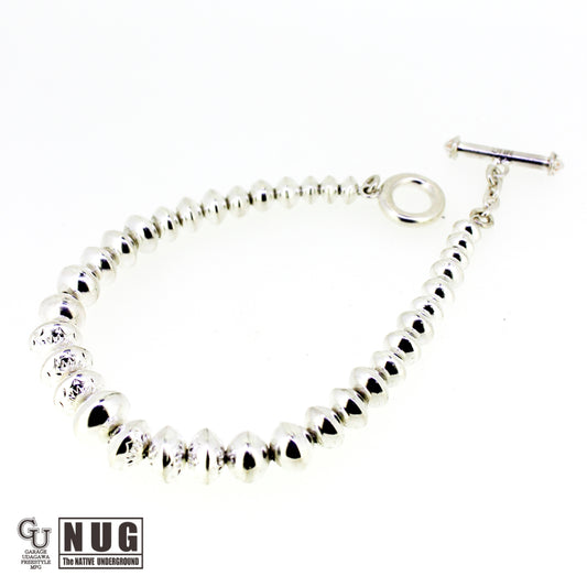 ハンドメイド シルバービーズ グラデーションブレスレット 5.5mm～10mm