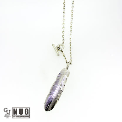 カービングフェザー Msize マンテル ケーブルチェーンネックレス 4面カット 50cm Φ1.0mm