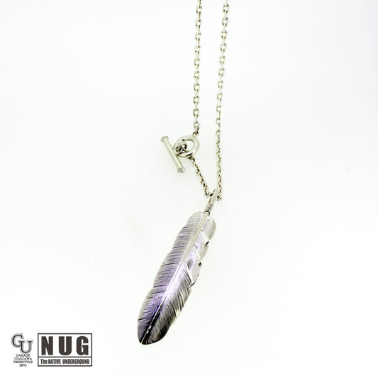 カービングフェザー Msize マンテル ケーブルチェーンネックレス 4面カット 50cm Φ1.0mm