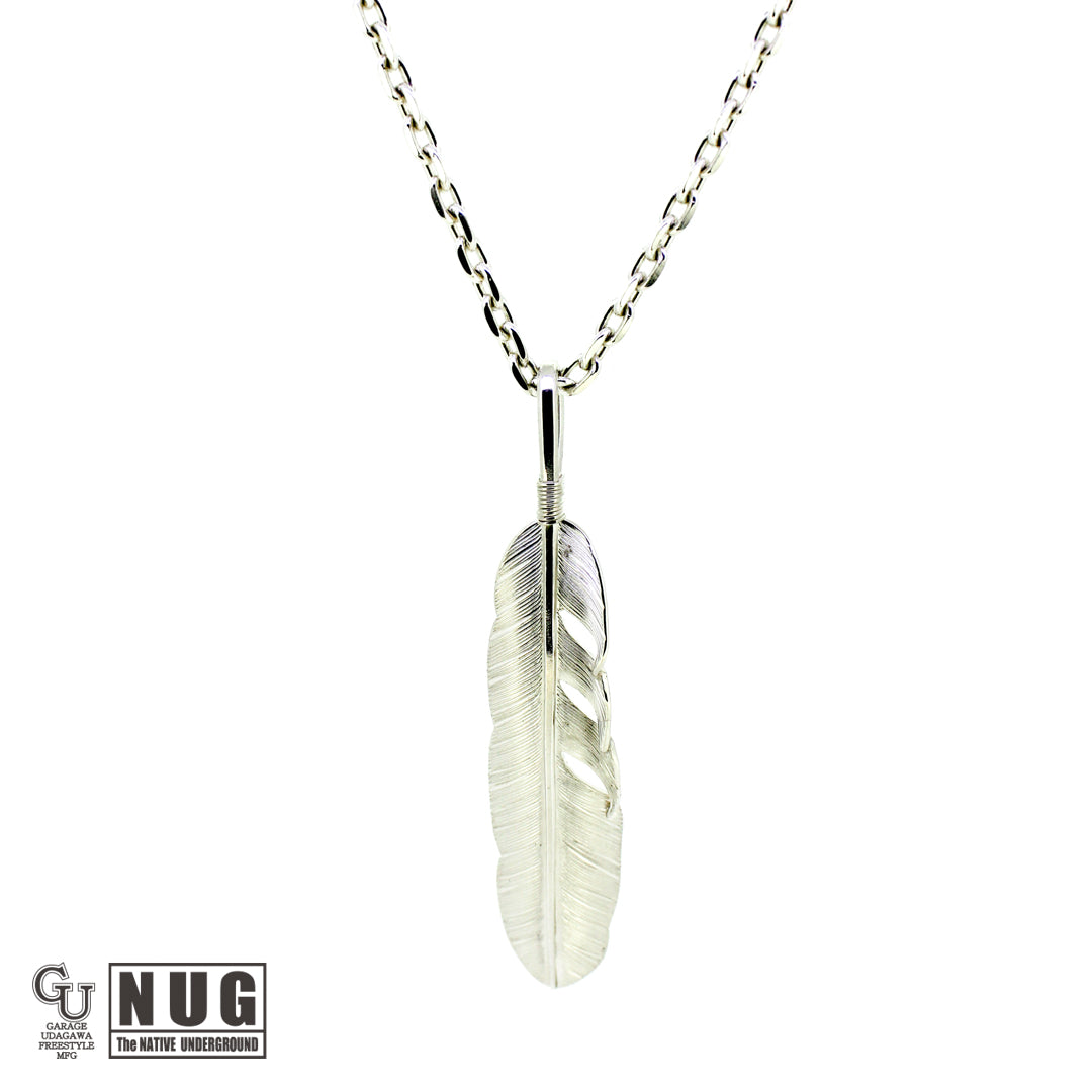 カービングフェザー Msize マンテル ケーブルチェーンネックレス 4面カット 50cm Φ1.0mm