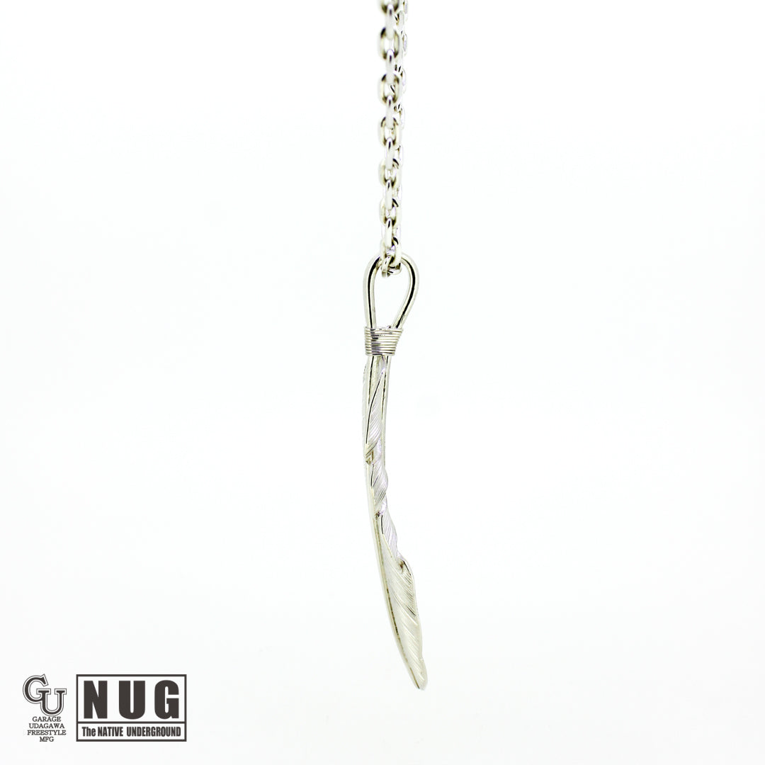 カービングフェザー Msize マンテル ケーブルチェーンネックレス 4面カット 50cm Φ1.0mm