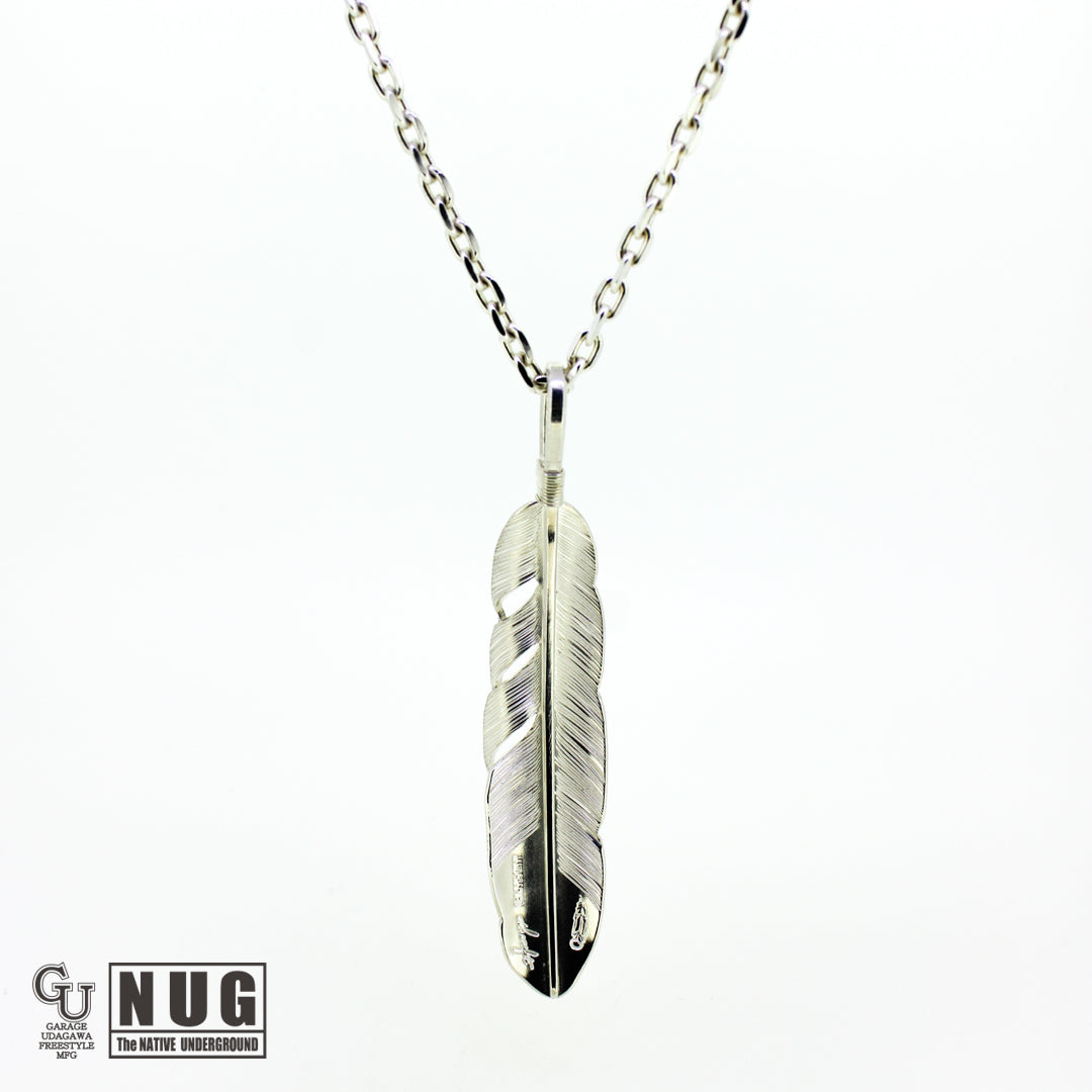 カービングフェザー Msize マンテル ケーブルチェーンネックレス 4面カット 50cm Φ1.0mm