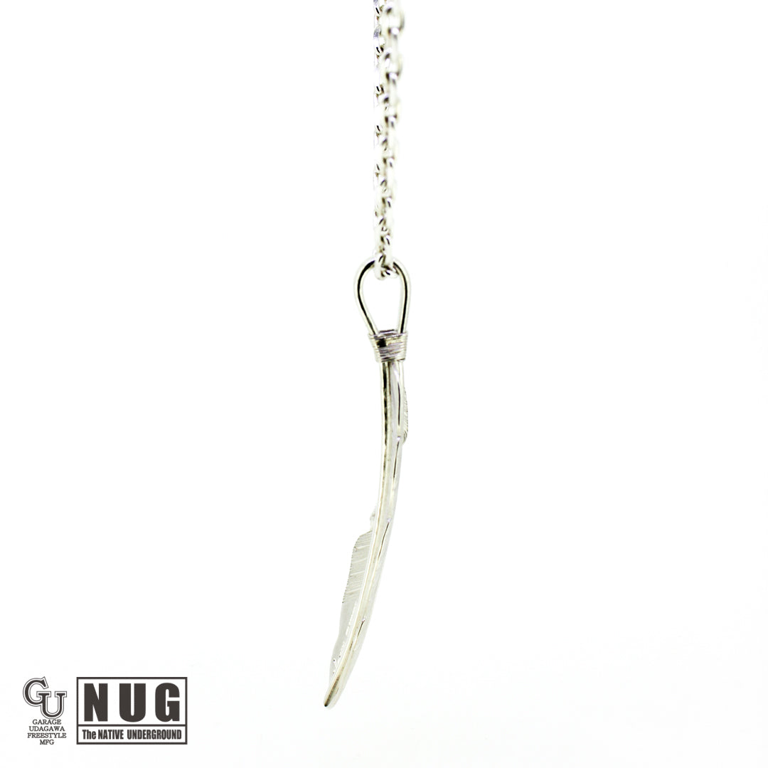 カービングフェザー Msize マンテル ケーブルチェーンネックレス 4面カット 50cm Φ1.0mm