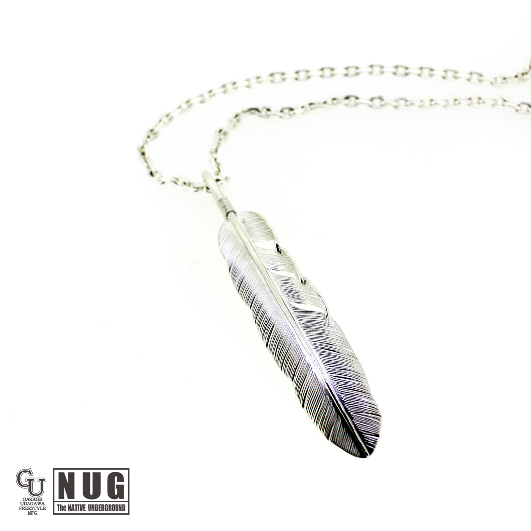 カービングフェザー Msize マンテル ケーブルチェーンネックレス 4面カット 50cm Φ1.0mm