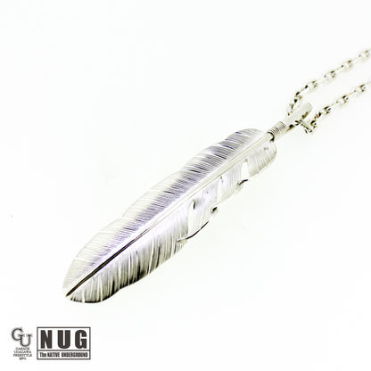 カービングフェザー Msize マンテル ケーブルチェーンネックレス 4面カット 50cm Φ1.0mm