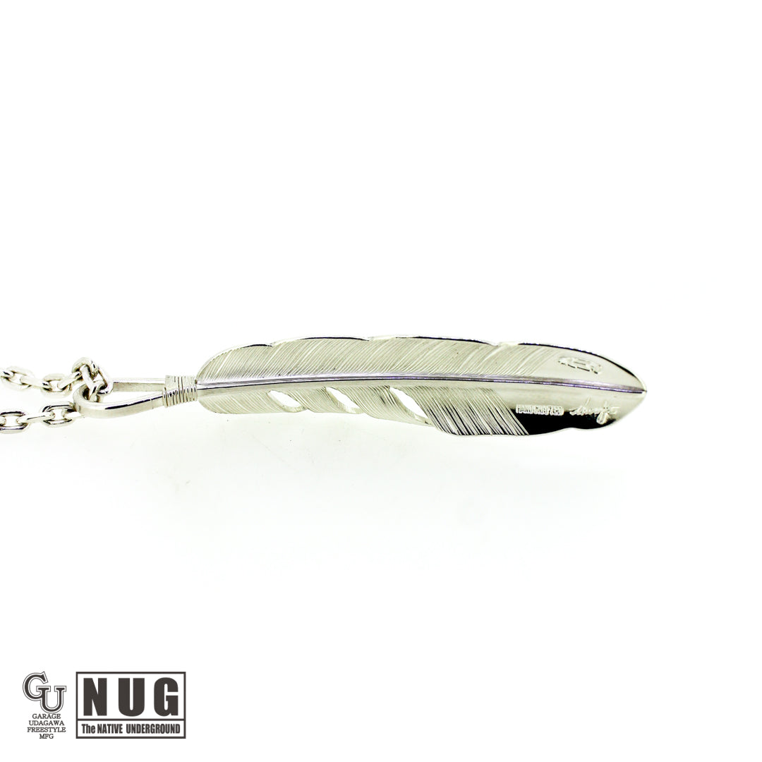 カービングフェザー Msize マンテル ケーブルチェーンネックレス 4面カット 50cm Φ1.0mm