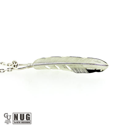 カービングフェザー Msize マンテル ケーブルチェーンネックレス 4面カット 50cm Φ1.0mm