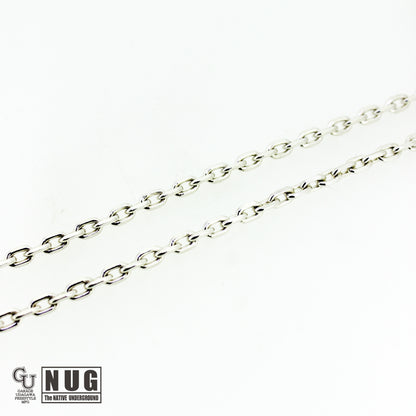 カービングフェザー Msize マンテル ケーブルチェーンネックレス 4面カット 50cm Φ1.0mm