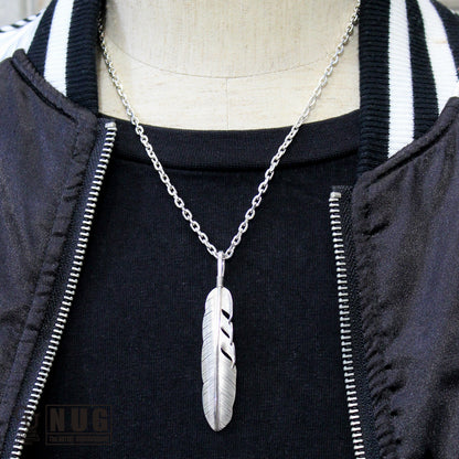 カービングフェザー Msize マンテル ケーブルチェーンネックレス 4面カット 50cm Φ1.0mm