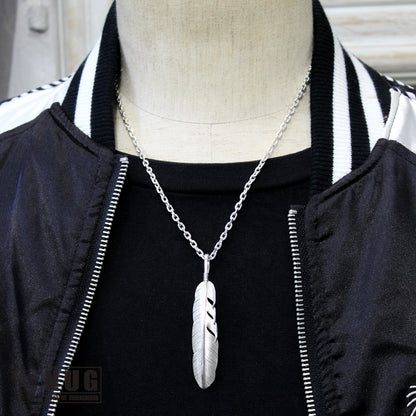 カービングフェザー Msize マンテル ケーブルチェーンネックレス 4面カット 50cm Φ1.0mm