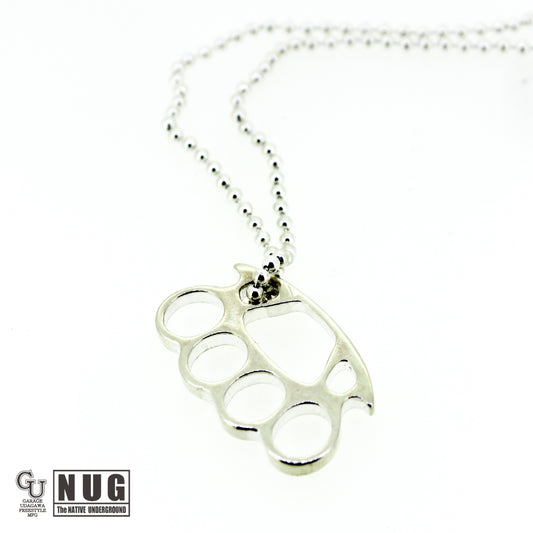 シルバー ナックルダスター ボールチェーン ネックレス 60cm